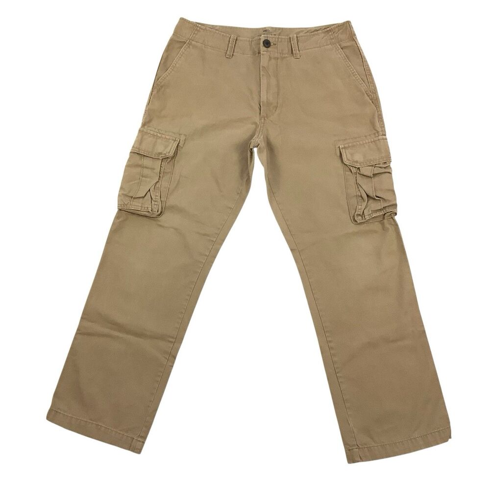 Old Navy Broken In Cargo Pants Straight Y2K Khaki Tan Men 34X30 Fit (34X28.5)
